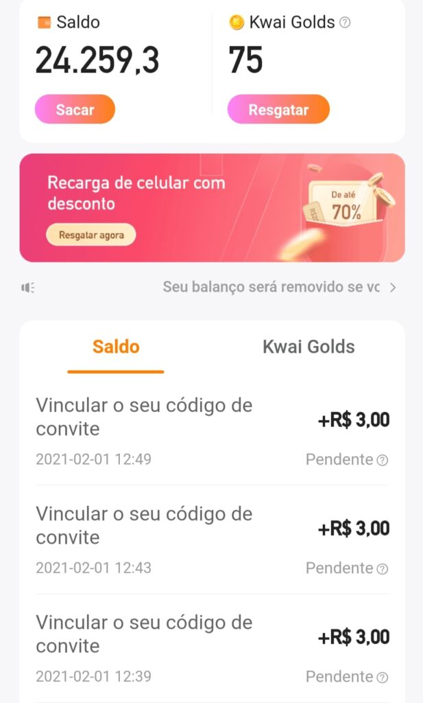 ganhos na kwai aplicativos