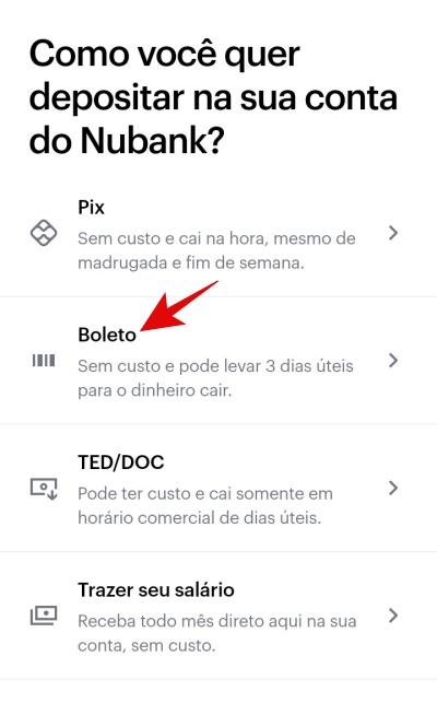 Aprenda como depositar dinheiro no nubank